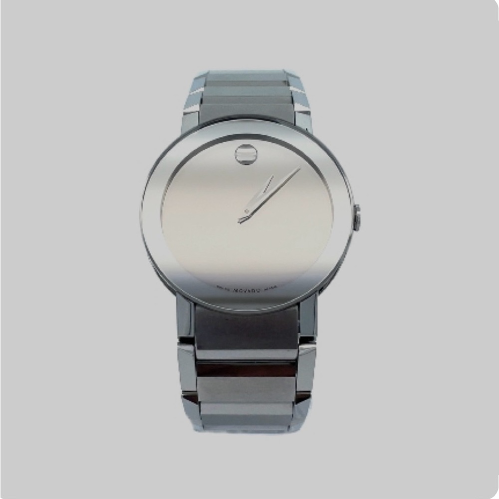 NWOT Movado Stainless Steel Sapphire Mirror Round Dial Link Watch